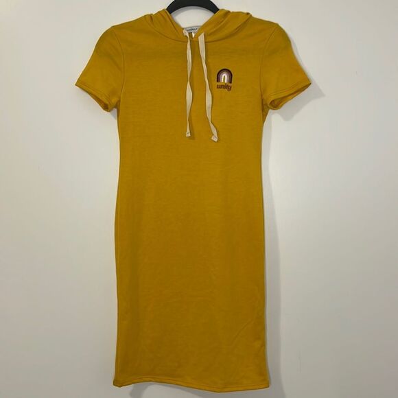 Yellow Unity Rainbow Hooded Yellow Knit Dress by Sincerely Jules Medium - Picture 1 of 5
